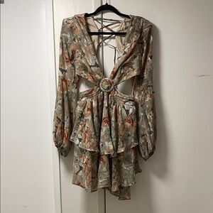 Floral Print Long Sleeve Dress